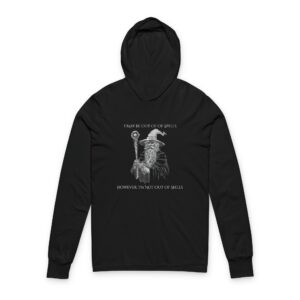 Out Of Spells- Wizard Graphic Hooded Long-Sleeve